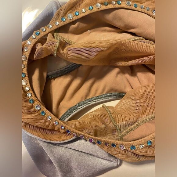 Patrick J designs dance costume silver gray embellished rhinestoned leotard CM - Picture 12 of 14
